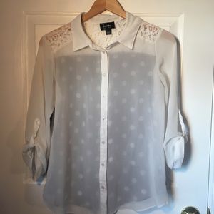 Sheer white blouse with cute back